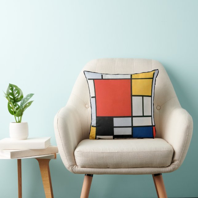 Vintage Abstracte Compositie van Piet Mondrian Kussen (Stoel)