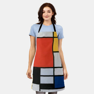 Vintage Abstracte Compositie van Piet Mondrian Schort