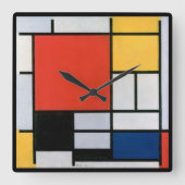 Vintage Abstracte Compositie van Piet Mondrian Vierkante Klok (Voorkant)