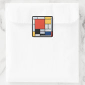Vintage Abstracte Compositie van Piet Mondrian Vierkante Sticker (Tas)