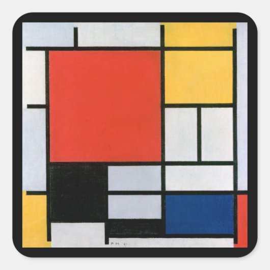 Vintage Abstracte Compositie van Piet Mondrian Vierkante Sticker (Voorkant)