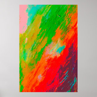 Vintage Abstracte Meerkleurige Kwaststreken Poster