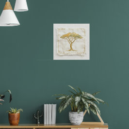 Vintage Acaciaboom Landschaps Poster