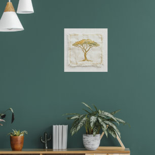 Vintage Acaciaboom Landschaps Poster