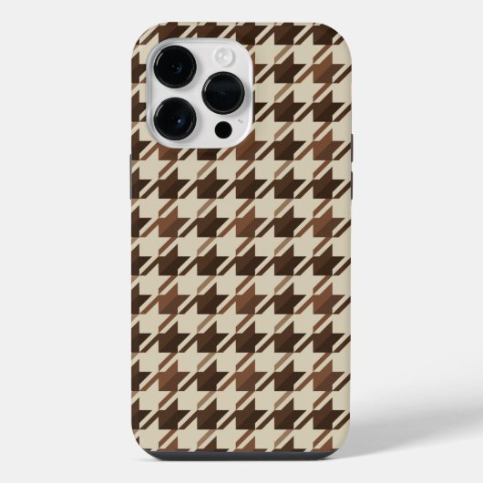 Vintage Academia Bruine Houndstooth  iPhone Hoesje (Achterkant)