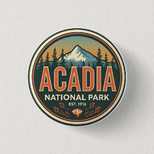 Vintage Acadia National Park natuur geschenken uit Ronde Button 3,2 Cm