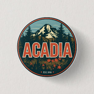 Vintage Acadia National Park natuur geschenken uit Ronde Button 3,2 Cm