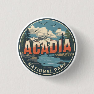 Vintage Acadia National Park natuur geschenken uit Ronde Button 3,2 Cm