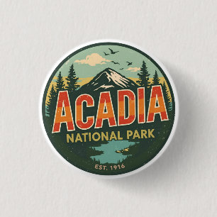 Vintage Acadia National Park outdoor natuur gesche Ronde Button 3,2 Cm
