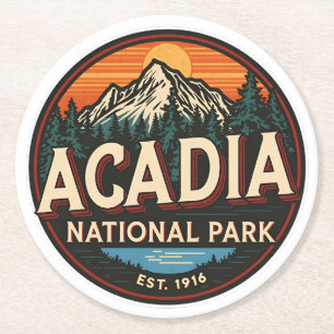 Vintage Acadia National Park outdoor natuur gesche Ronde Kartonnen Onderzetter