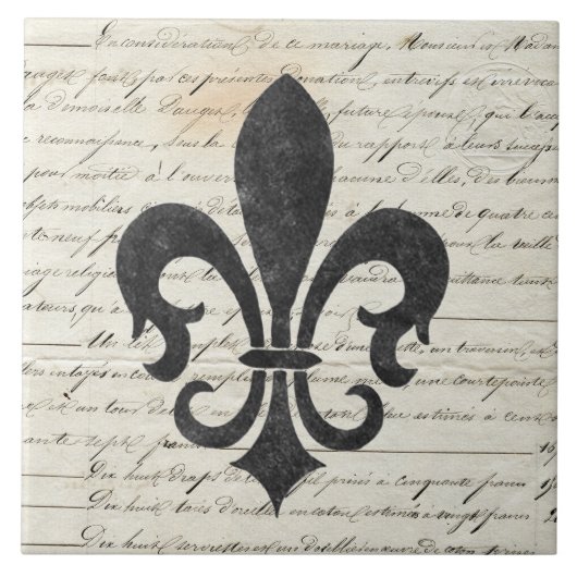 Vintage Accenten Franse Ephemera Fleur DE Lis Tegeltje (Voorkant)