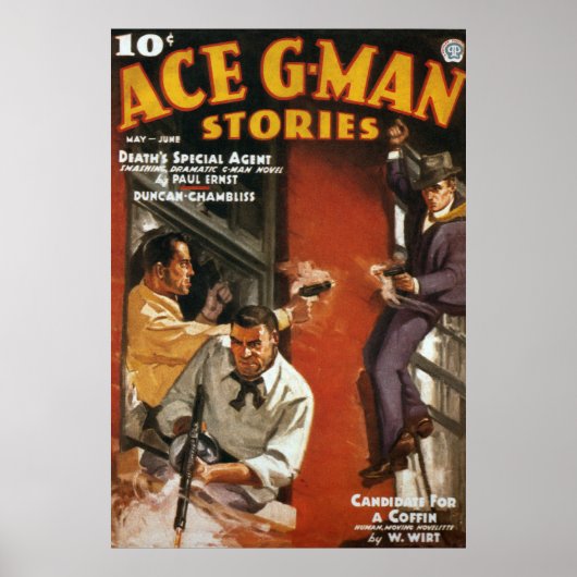 Vintage Ace G-Man Pulp Magazine Hoesje Poster (Voorkant)