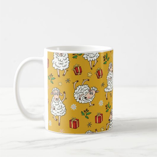 vintage achtergrond schapen koffiemok (Links)