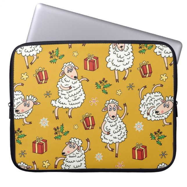 vintage achtergrond schapen laptop sleeve (Voorkant)