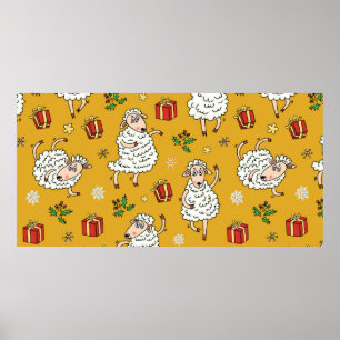 vintage achtergrond schapen poster