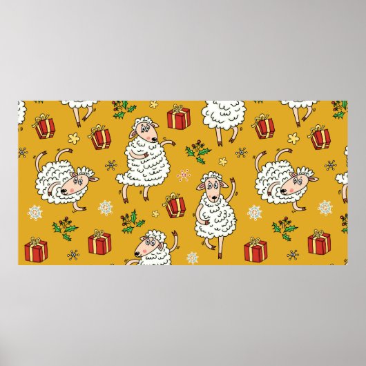 vintage achtergrond schapen poster (Voorkant)