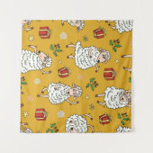 vintage achtergrond schapen wandkleed (Voorkant (horizontaal))
