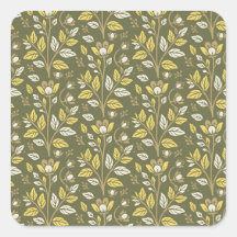 Vintage-achtig blauwe botanische patroon vierkant