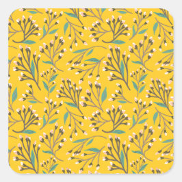 Vintage-achtige blauwe botanische patroon vierkant vierkante sticker