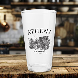 Vintage Acropolis of Athens Illustration Glas