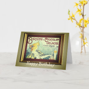 Vintage Ad Biscuits Chocolat Delacre Birthday Kaar Kaart