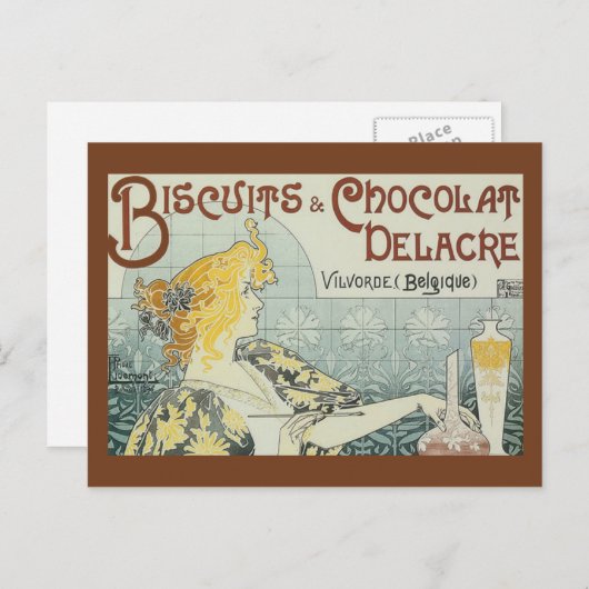 Vintage Ad Biscuits Chocolat Delacre Briefkaart (Voorkant / Achterkant)