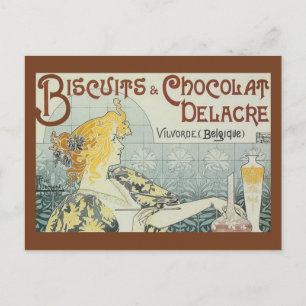 Vintage Ad Biscuits Chocolat Delacre Briefkaart