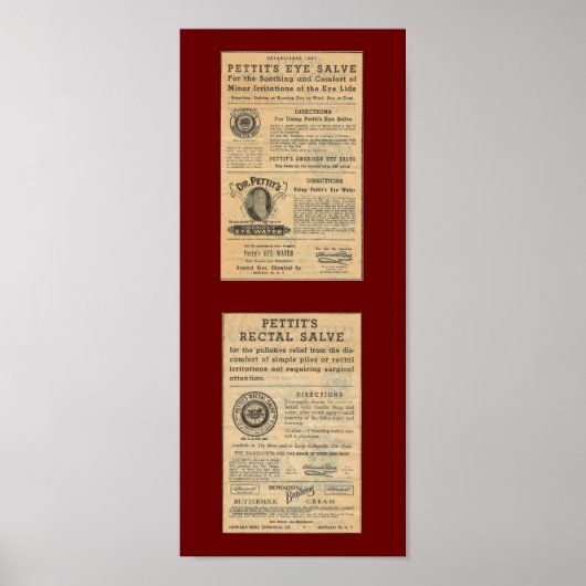 Vintage Ad for Dr. Petit's Salve Poster (Voorkant)