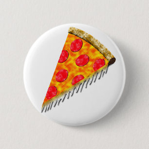 Vintage Ad Pizza Slice Ronde Button 5,7 Cm