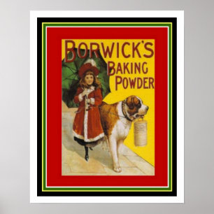 Vintage Ad Poster Borwick's poeder 16 x 20