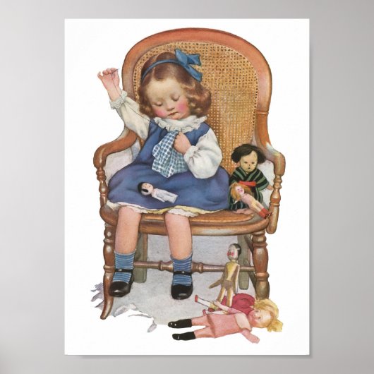 Vintage Ad Poster of Little Girl & Dolls (Voorkant)