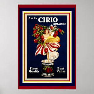 Vintage Ad Poster voor Cirio Tomaten 13 x 19