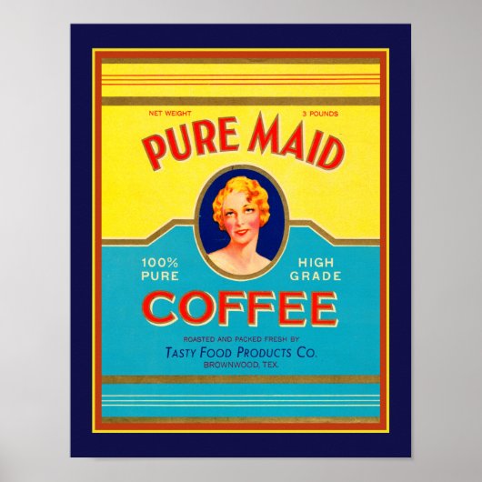 Vintage-AD, Poster voor pure vaste koffie (Voorkant)