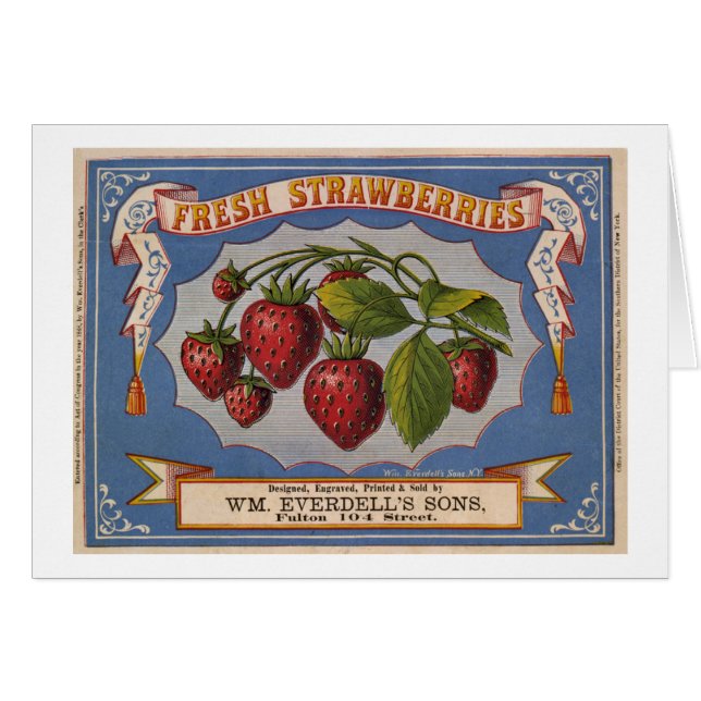 Vintage Ad voor verse aardbeien circa 1868 (Voorkant Horizontaal)