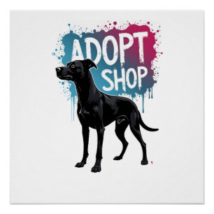 Vintage Adopteer Niet Winkelen Hond Graffiti Reddi Perfect Poster