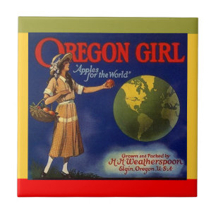 Vintage Ads en Oregon Girl Apples Tegeltje