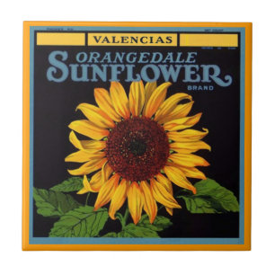 Vintage-ads Zonnebloemkolen Etiket fruitkool Tile Tegeltje