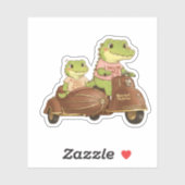 Vintage Adventure Crocodiles on Scooter Sticker (Vel)