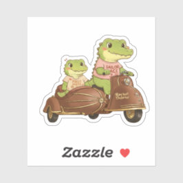Vintage Adventure Crocodiles on Scooter Sticker