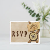 Vintage Adventure Wedding RSVP Briefkaart (Staand voorkant)