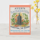 Vintage advertentie voor Ayer's Sarsaparilla. Kaart (Gele Bloem)