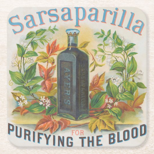 Vintage advertentie voor Ayer's Sarsaparilla. Kartonnen Onderzetters (Voorkant)