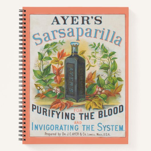 Vintage advertentie voor Ayer's Sarsaparilla. Notitieboek (Voorkant)
