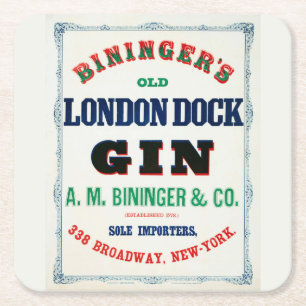 Vintage advertentie voor Bininger's Old London Doc Kartonnen Onderzetters