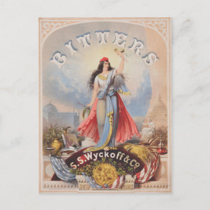 Vintage advertentie voor bitters verkocht door S.S Briefkaart