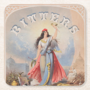 Vintage advertentie voor bitters verkocht door S.S Kartonnen Onderzetters