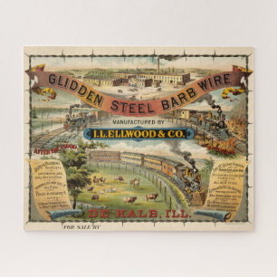 Vintage advertentie voor Glidden Steel Barb Wire Legpuzzel