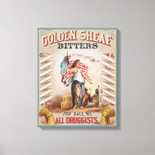 Vintage advertentie voor Golden Sheaf Bitters Canvas Afdruk