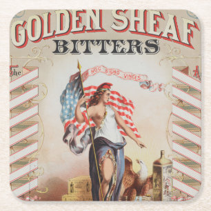 Vintage advertentie voor Golden Sheaf Bitters Kartonnen Onderzetters