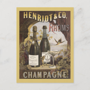 Vintage advertentie voor Henriot & Co. Reims Champ Briefkaart